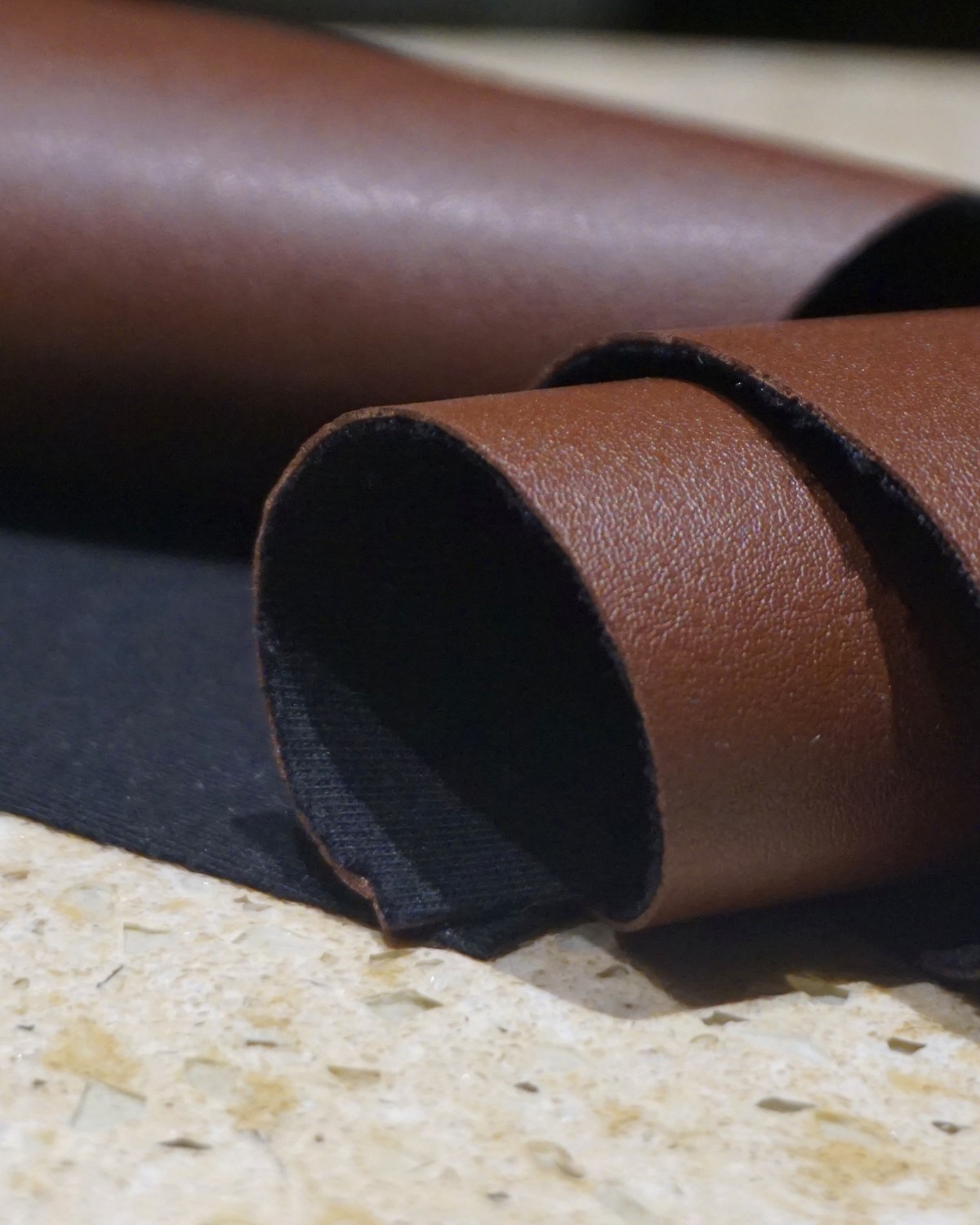 Rolled Pomelle material showing its form