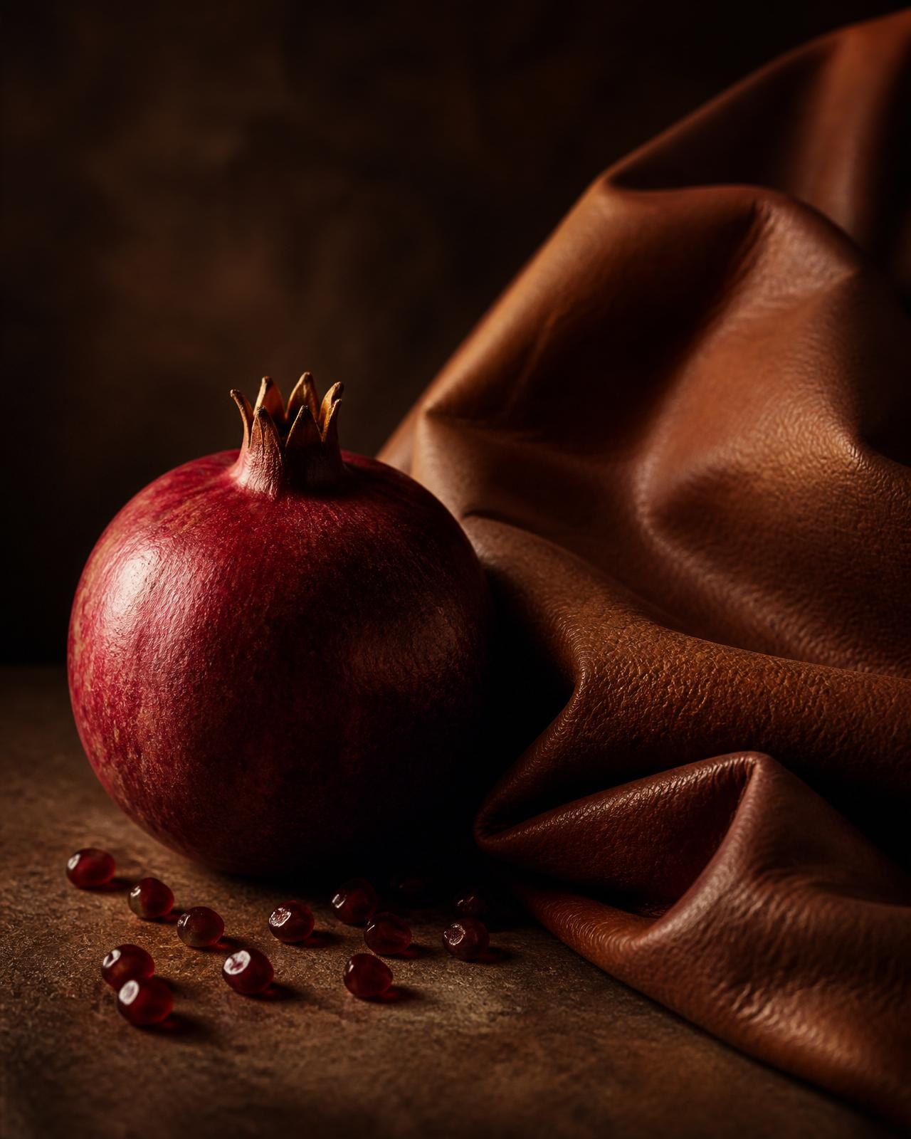 A single pomegranate, the source material of Pomelle